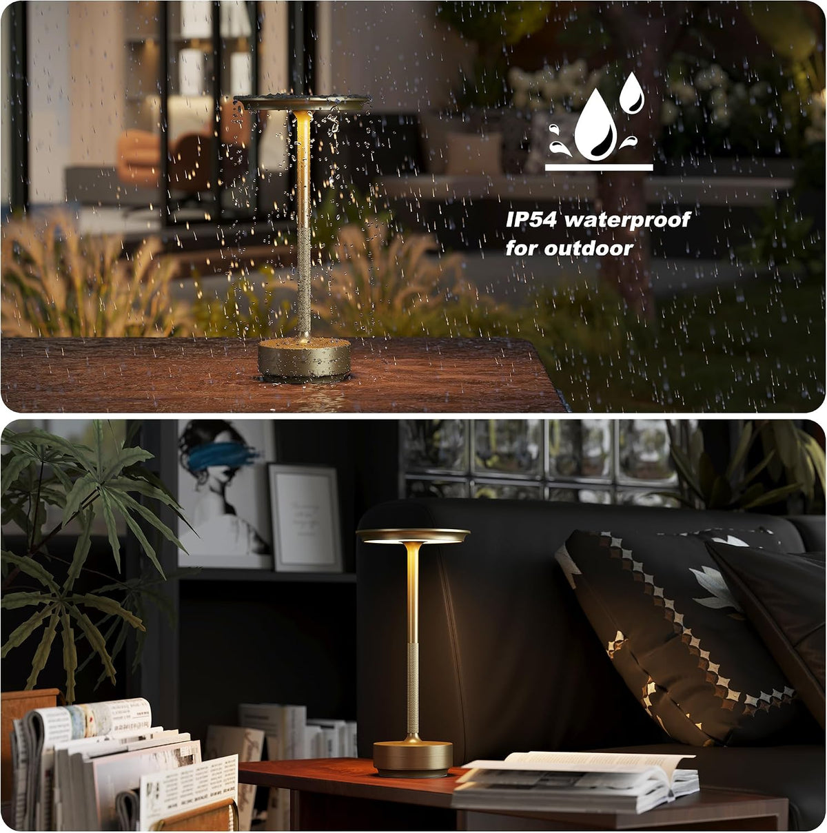TBBGA 2 Pack Rechargeable Cordless Table Lamp, 5000mAh Battery Table Light