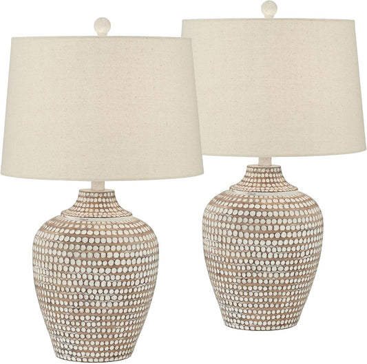 Alese 23 1/2" High Table Lamps Set of 2 Textured Dot Jug Farmhouse