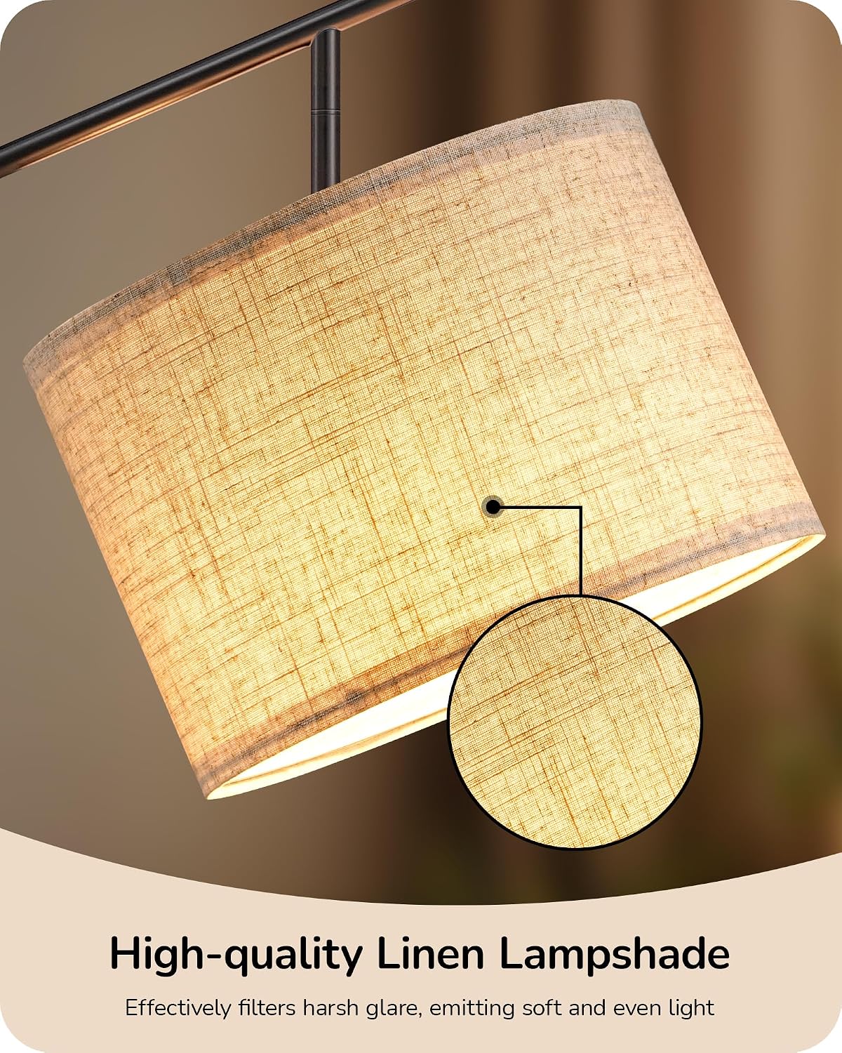 EDISHINE Modern Black Floor Lamps for Living Room, 64.7" Arc Standing Lamp