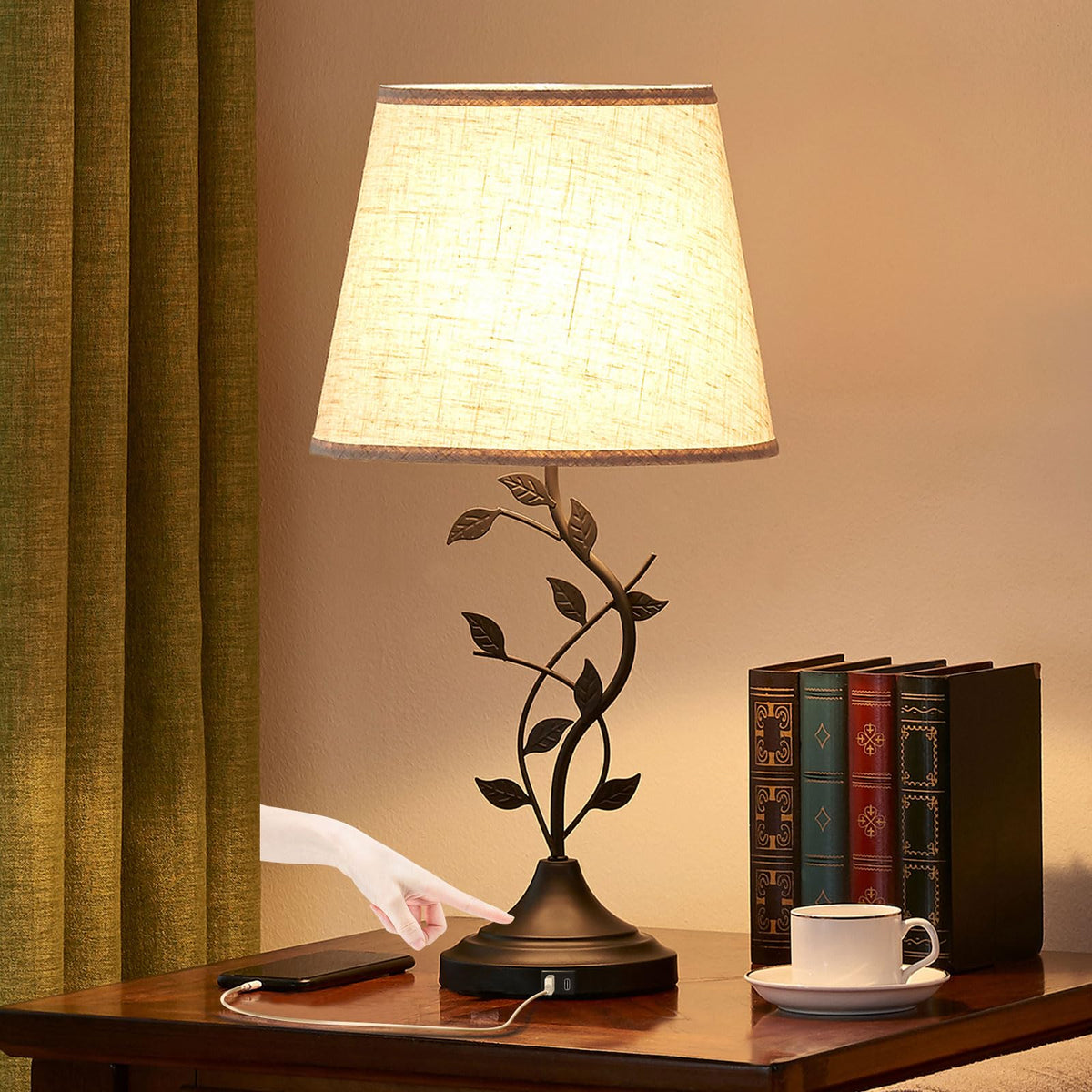Kakanuo Table Lamp for Living Room, Bedside Lamp for Bedroom, Rustic Lamp