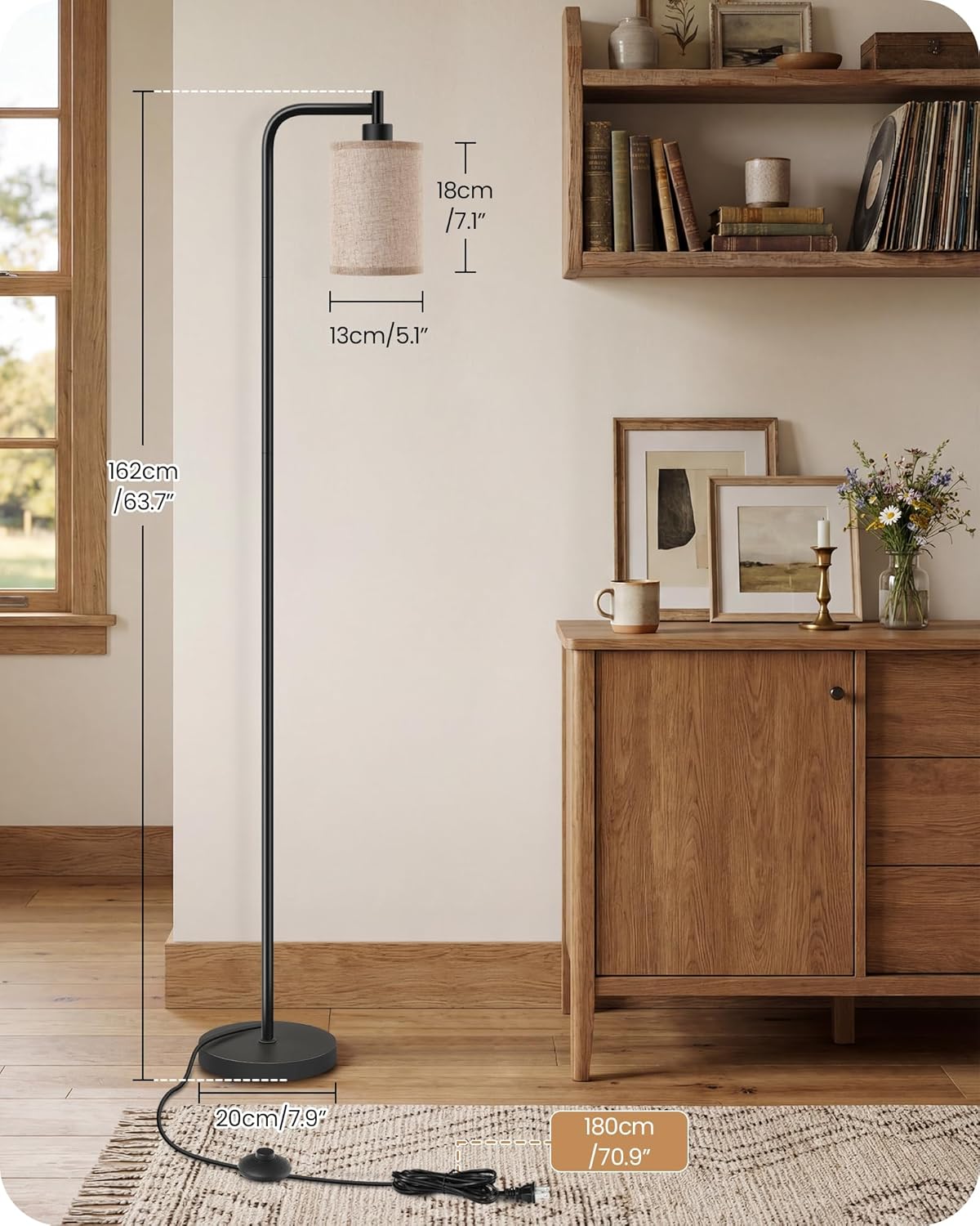 Dimmable Floor Lamp for Living Room with Remote & 10W Bulb