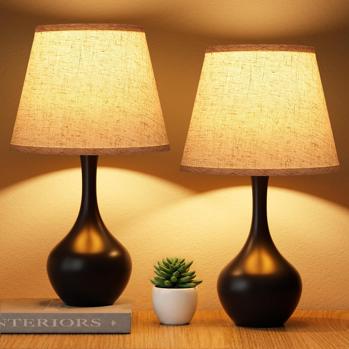 16.1" Touch Table Lamp for Nightstand, 3 Way Dimmable Small Bedroom Lamp