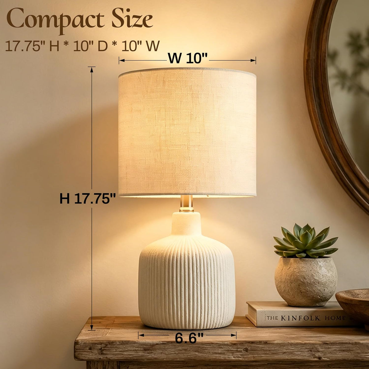 Ceramic Table Lamp, Off-White, 17.75"