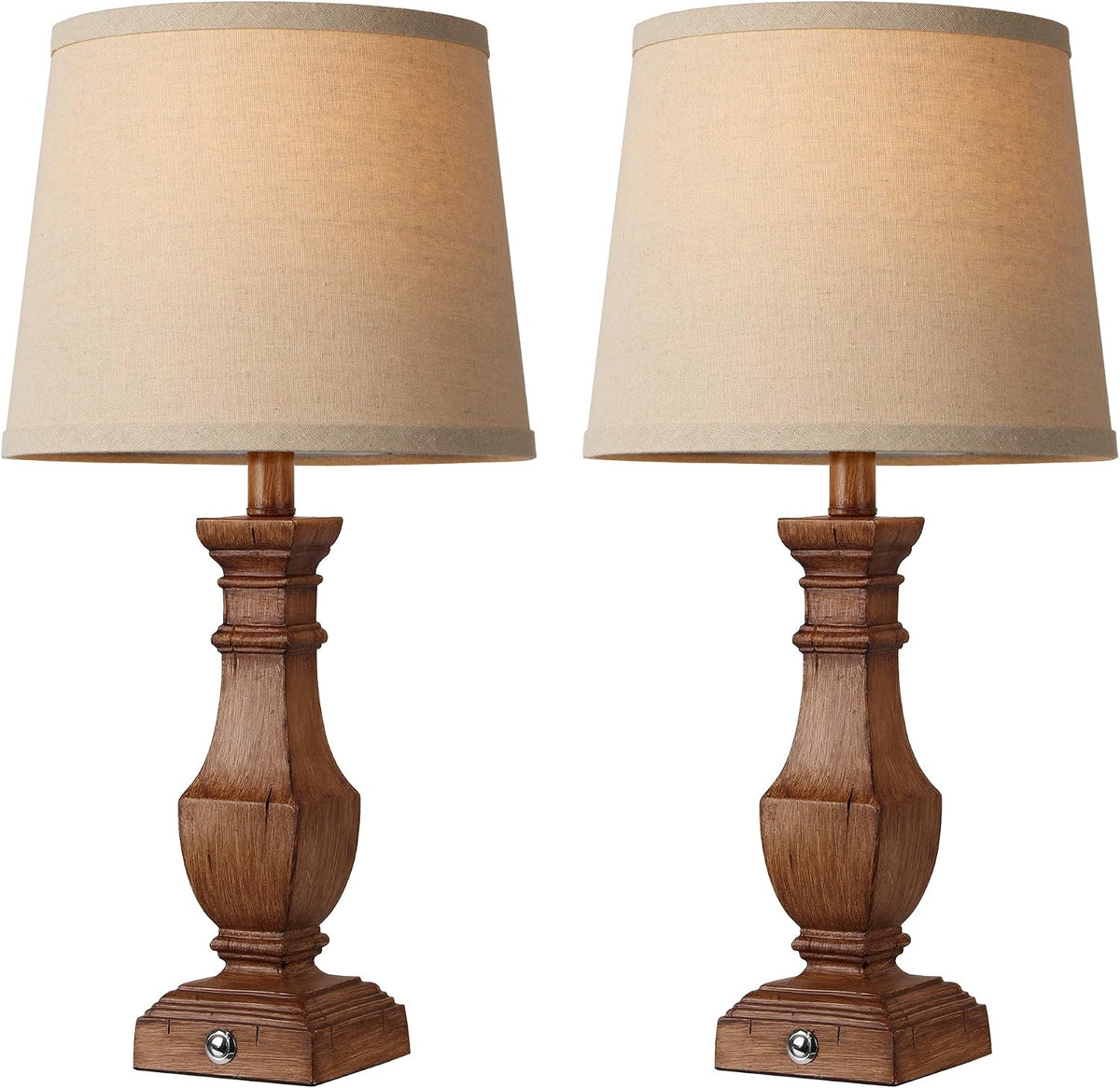ROTTOGOON Dimmable Table Lamps Set of 2, Rustic Farmhouse Table Lamps for Living Room Bedroom, Bedside Desk Lamps for end Tables, Touch Lamps for nightstand, 9W Bulbs Included, 22", Brown