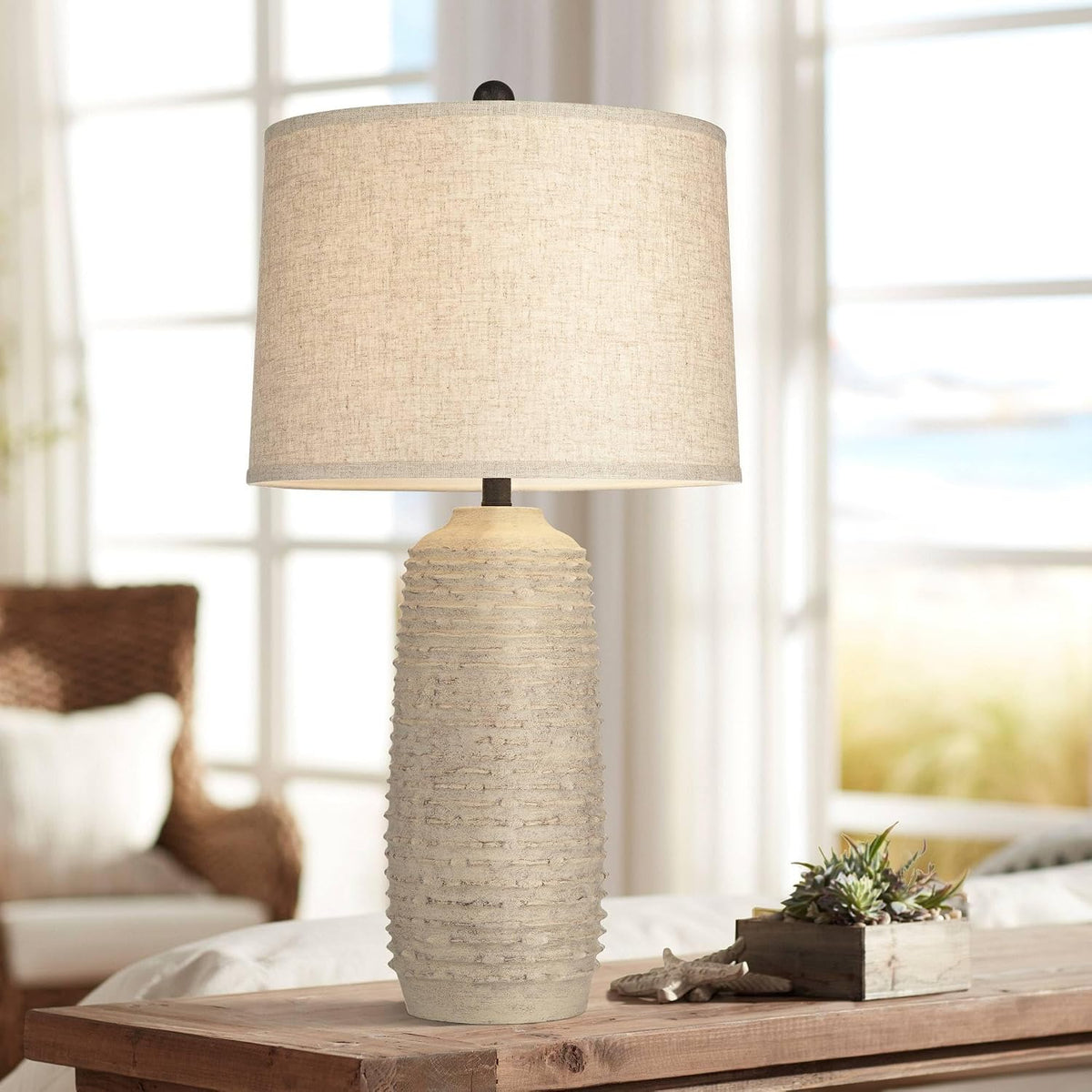 Mora 31" Table Lamp Large Rustic Coastal Jar Farmhouse Western Tan