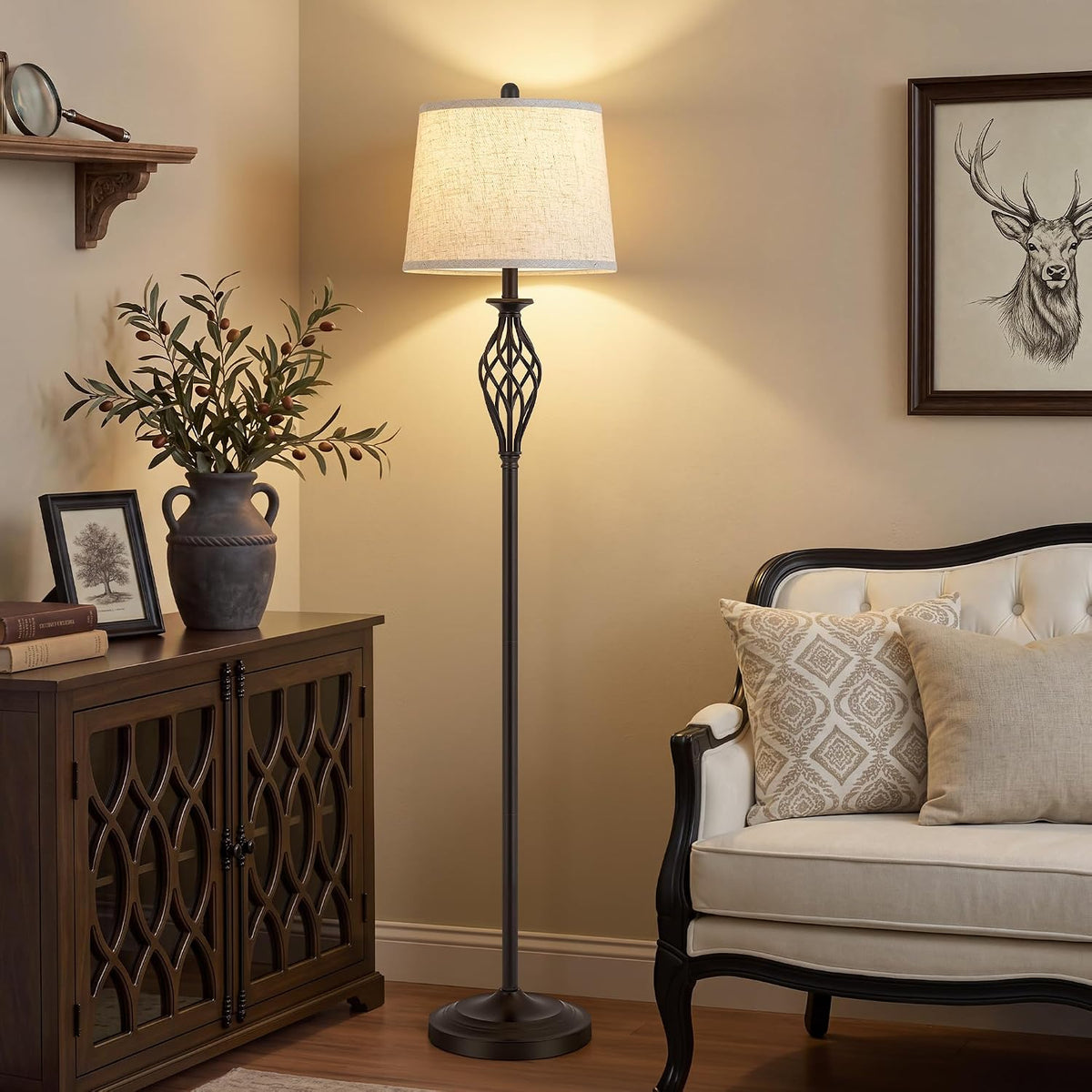 EJIAXIN Floor Lamps for Living Room - 62" Farmhouse Vintage Standing Lamp