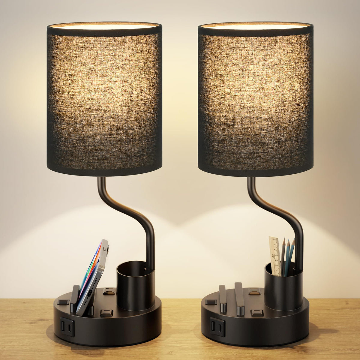 Fenmzee Bedside Lamps for Bedroom Set of 2 - Table Desk Lamp for Nightstand